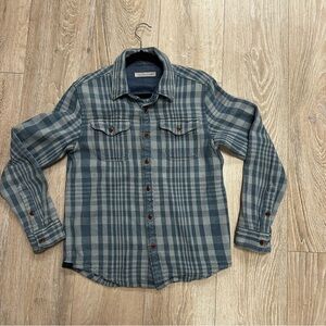 Outerknown Blue and Gray Plaid Casual Button Down Shirt